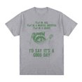 thumbnail image 1 of Camiseta retro "No en la cárcel, buen día", divertida, sarcástica, de mapache, de algodón, informal, de manga corta y gran tamaño para hombre, 1 of 8