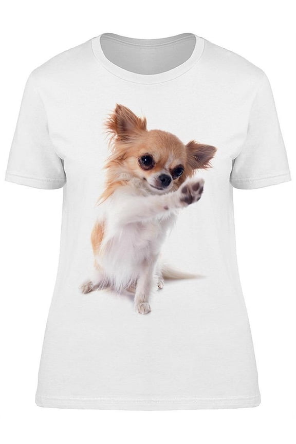 Cute Chihuahua Raising A Paw T-Shirt Women -Image by Shutterstock, Female x-Large