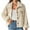 Beige, variant on Women's Fleece Jackets Winter Button Down Sherpa Warm Long Sleeve Cropped Coats Lapel Solid Color Loose Outerwear (Beige XL)