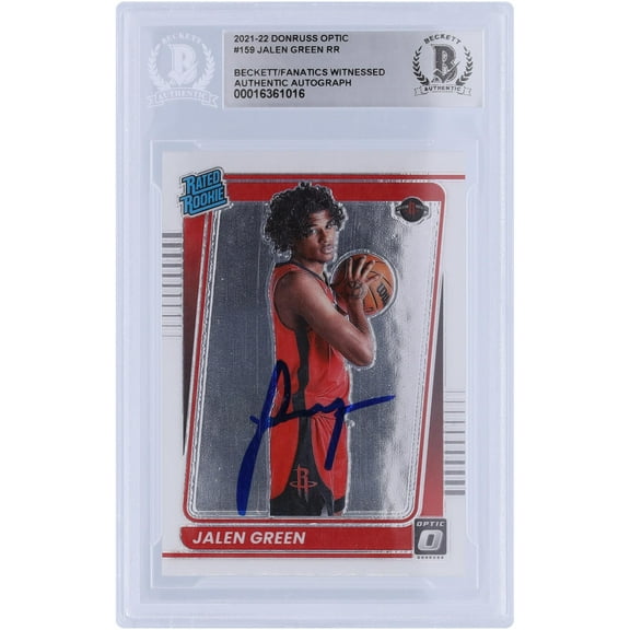 Jalen Green Houston Rockets Autographed 2021-22 Panini Donruss Optic Rated Rookie #159 Beckett Fanatics Witnessed Authenticated Rookie Card - Fanatics Authentic Certified