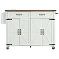thumbnail image 4 of 53.5" Farmhouse Kitchen Island with Power Outlet, Kitchen Storage Island with Drop Leaf, Spice Rack and Drawer, Rolling Kitchen Cart on Wheels, for Home, Kitchen, White, 4 of 17