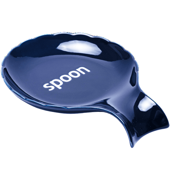 Ceramic Spoon Rest & Utensil Rest - Large Heat-Resistant Spoon Holder for Stove Top, Kitchen Counter, Coffee Station - Elegant Blue