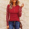thumbnail image 1 of Mikilon Women Long Sleeves Sequined Splicing Button Long Sleeve Blouse Loose Solid Color Stitching Tops Sequins Tunic Tops, 1 of 8