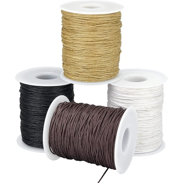 Cordón de algodón encerado de 1 mm, 400 yardas - Hilo encerado en tonos tierra para la confección de pulseras, collares y joyería.