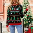 thumbnail image 2 of Herrnalise Women's Knitted Crop Tops Long Sleeved Round-neck Christmas Print Sweater Casual Pullover Top Pullover Jumper Sweaters, 2 of 6