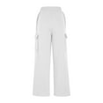 thumbnail image 3 of Loose Sweatpants for Women New Straight Leg Sweatpants for Women Workout Casual Cargo Pants Fall Loose Jogging Trousers with Pockets White L, 3 of 7