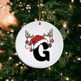 thumbnail image 4 of Black 26 Letter Christmas Tree Hanging Pendant with Reindeer Antler Decorative Balls Santa Hat 3.15" White Acrylic Discs Alphabet Keepsake for Holiday Xmas Winter Decor, 4 of 9