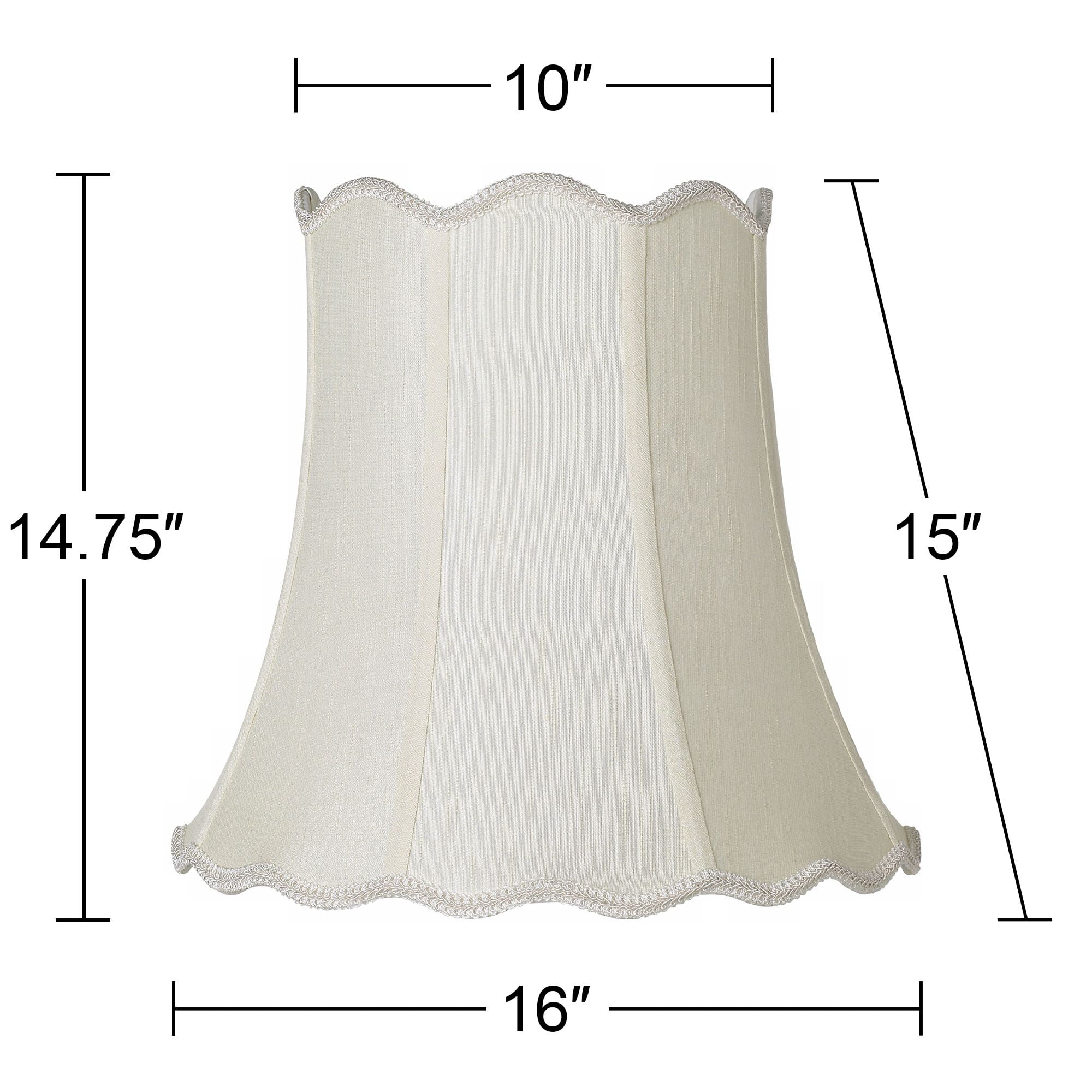 Imperial Shade Set of 2 Scallop Bell Lamp Shades Cream Medium 10" Top x 16" Bottom x 14.75" High Spider Harp and Finial Fitting