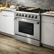 Thor Kitchen 36 Inch Professional 6 Burner Gas Range Oven, Stainless Steel
