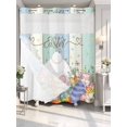 thumbnail image 2 of No Hook Shower Curtain with Snap-in Liner, Easter Waterproof Fabric Bathroom Curtains, Spring Rabbit Ears Foot Flowers Eggs Green Wooden Bath Curtains & Mesh Top Window 66"x72", 2 of 9