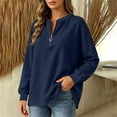 thumbnail image 4 of Neewe Women's Plain Long Sleeve Top Fall 1/4 Zipper Tops Loose Ladies Casual Fashionable Top Pullover, 4 of 7