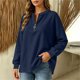 thumbnail image 4 of Neewe Women's Plain Long Sleeve Top Fall 1/4 Zipper Tops Loose Ladies Casual Fashionable Top Pullover, 4 of 7