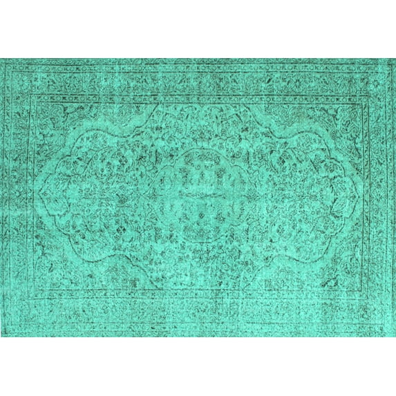 Ahgly Company Machine Washable Indoor Rectangle Abstract Turquoise Blue Contemporary Area Rugs, 2' x 4'