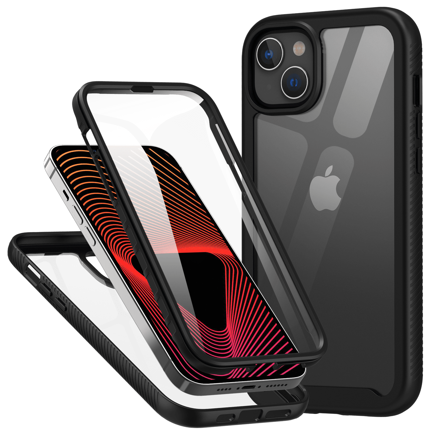 CBUS HeavyDuty Phone Case with Builtin Screen Protector for iPhone 14 Plus (Black)