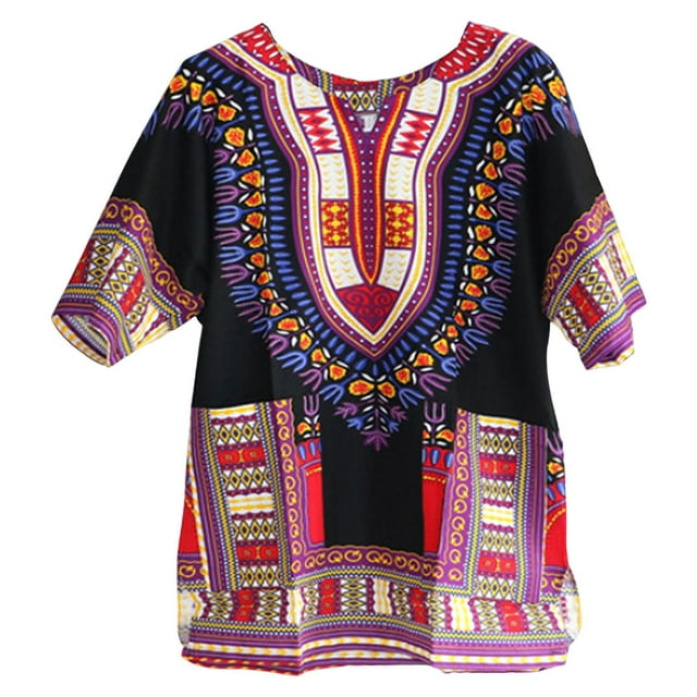 Camiseta Africana Dashiki Estilo Festival Estampado Floral Tribal Grande Tal única Zulema Camisa Africana Dashiki
