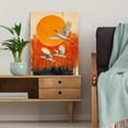 thumbnail image 5 of UXIEQU 12x16 Inch 2D Flat Yellow Flying Cranes Wall Art Japanese Sun Moon Japandi Living Room Decor, 5 of 8