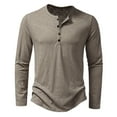 thumbnail image 5 of Mens Clothing Long Sleeve T-shirt Fashion Button Henry Collar Tops, 5 of 7