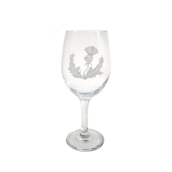 18 oz Scottish Thistle Engraved Wine Glass