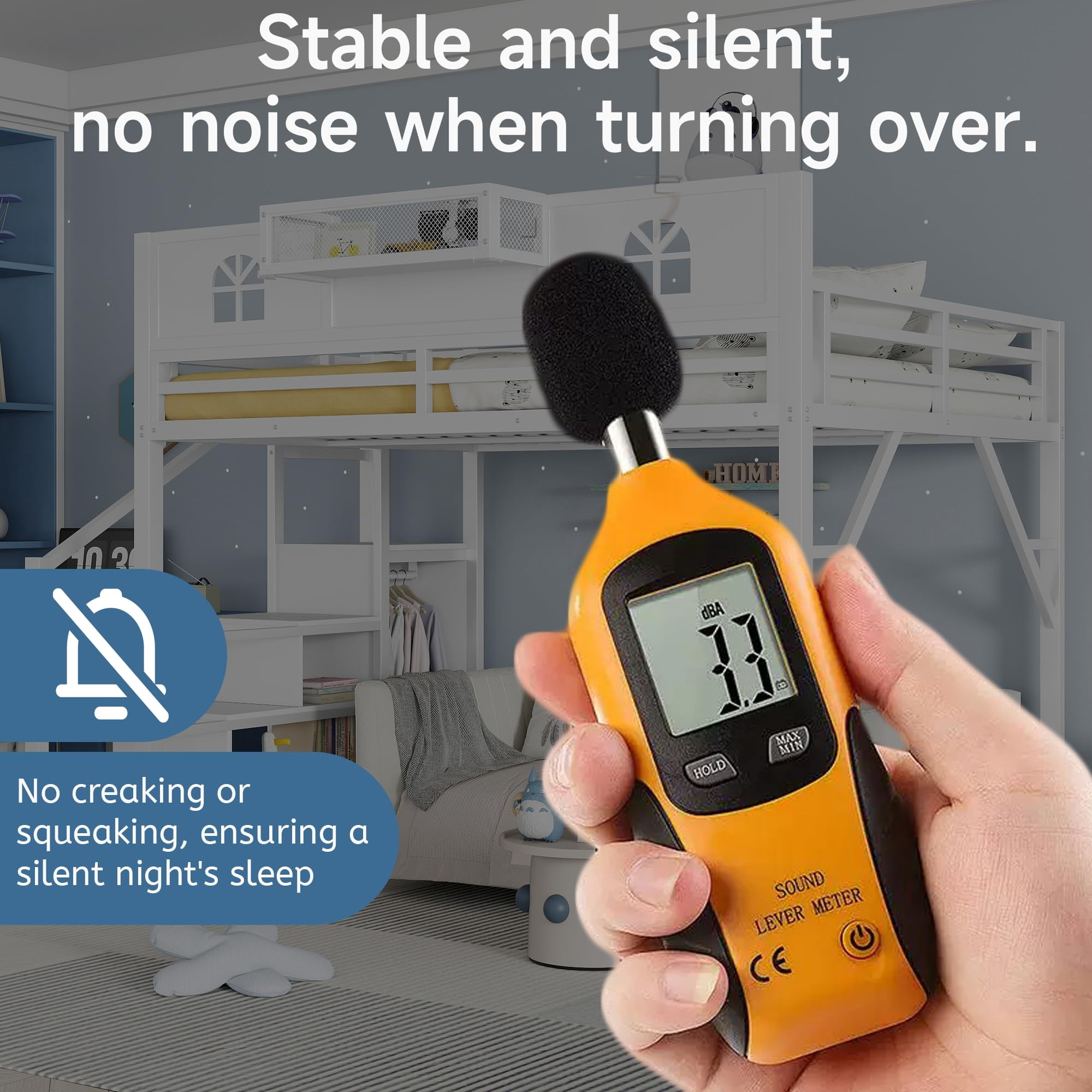 Mirightone Queen Loft Bed with Stairs, Metal Queen Size Loft Bed Frame with Storage Shelf &Tall Guardrails , High Loft Beds with Wardrobe, LED Light & USB for Teens Adults, White