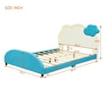 thumbnail image 3 of Modern Full Size Velvet Fabric Platform Bed with Cloud-Shaped Headboard and Embedded Light Stripe, Upholstered Platform Bed with Wood Frame, Blue, 3 of 9