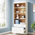 thumbnail image 5 of Tribesigns Modern White Filing Cabinet with 5-Tier Bookshelf for Home Office, 5 of 7