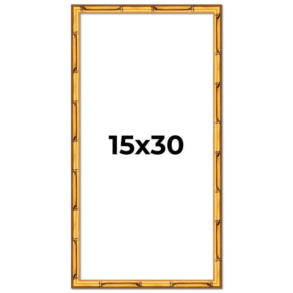 15x30 Frame Gold Bamboo Solid Wood Picture Frame | 0.75 Inch Moulding Width | Interior Frame Depth