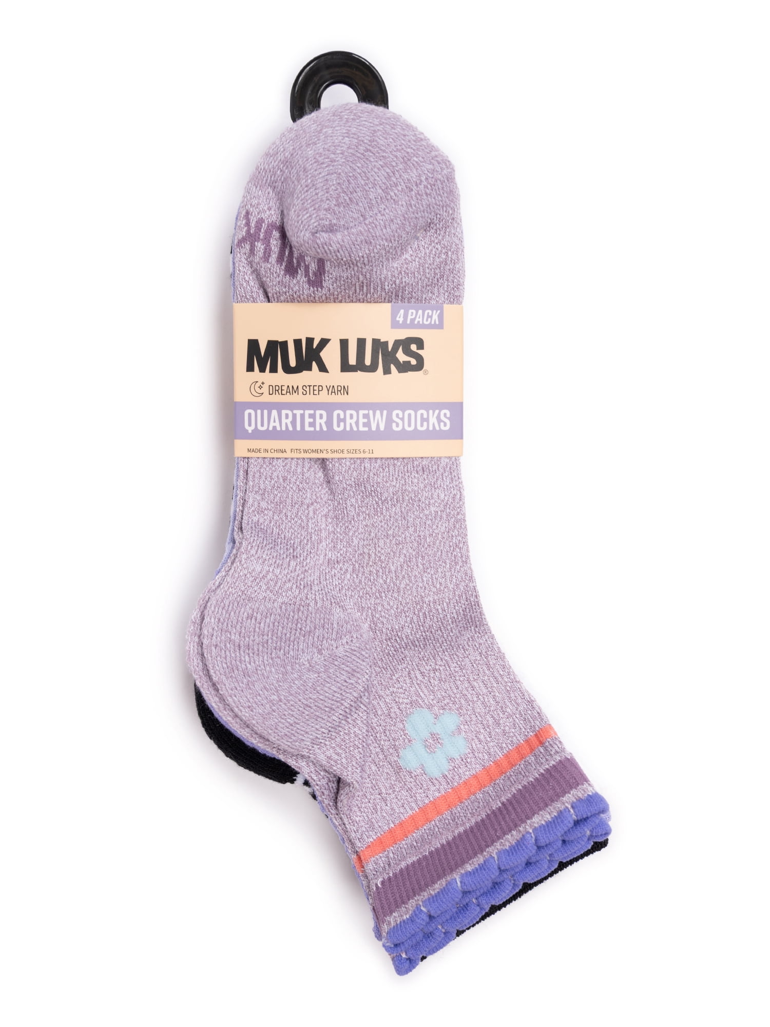 MUK LUKS Women's Dream Step Quarter Crew Socks, 4 Pair Pack