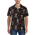 thumbnail image 5 of KLL Men's Hawaiian Shirt Short Sleeve Button Down Beach Shirts-Skeleton with Roses, 5 of 6
