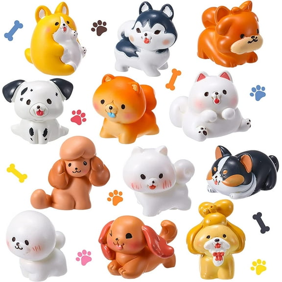 8 Pieces Cute Dog Figurines Set Mini Resin Dog Toy Figures Puppy Party Decorations Cake Cupcake Toppers for Home Garden Birthday Party Plant Pots Decor(Random Style)