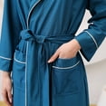 thumbnail image 2 of Defitshape Women's Waffle Robe SPA Long Bathrobe Soft Shawl Collar Knee Length Pockets Long Sleeve Hot Tub Hotel Bath Robe Blue X-Large, 2 of 4