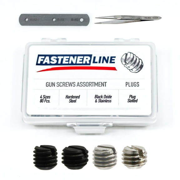 Small Slotted Black Oxide & Stainless Gunsmithing Plug Screws Assortment (82 pieces)