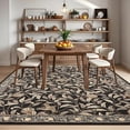 thumbnail image 6 of 9x12 Botanical Print Washable Rugs Ultra Thin Non Slip Large Area Rug for Bedroom Living Room Ultra Thin Lightweight Cute Throw Carpet for Dining Room Table Classroom Playroom, Brown, 6 of 7