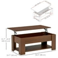 thumbnail image 3 of HOMCOM Table Basse à Plateau Relevable avec Compartiment de Rangement Caché et Tablette, Brun, 3 of 9