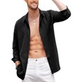 thumbnail image 2 of UKAP Mens Shirts Lapel Neck Blouse Button Down Tops Regular Fit Work Tunic Shirt Black 3XL, 2 of 8