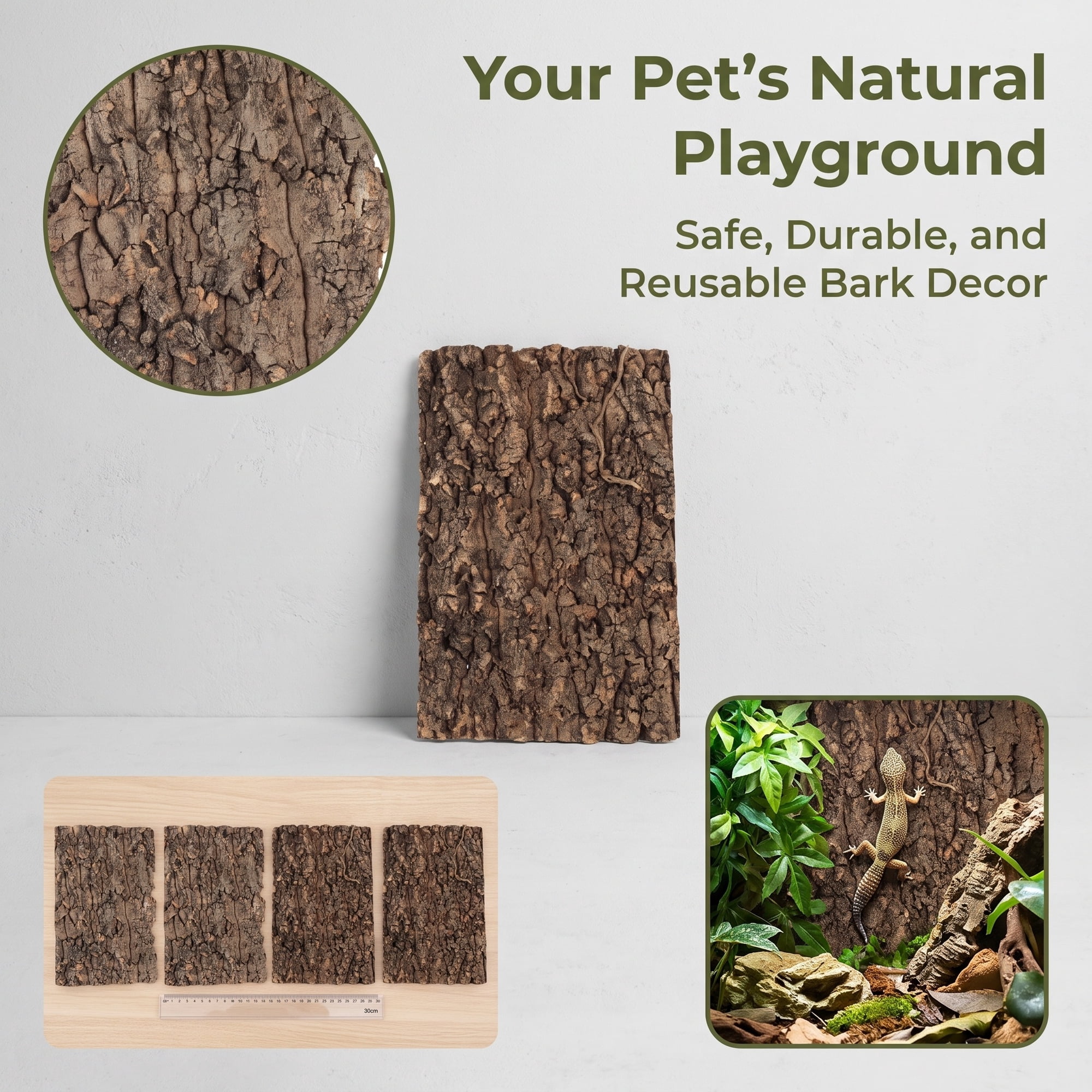 COMPUKAS 4pcs Reptile Tree Bark Climbing Decor for Aquarium and Terrarium