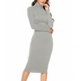 thumbnail image 2 of Women Turtleneck Ribbed Long Sleeve Knit Sweater Dress Basic Solid Color Elastic Slim Fitting Soft Warm for Party Date Grey M, 2 of 6