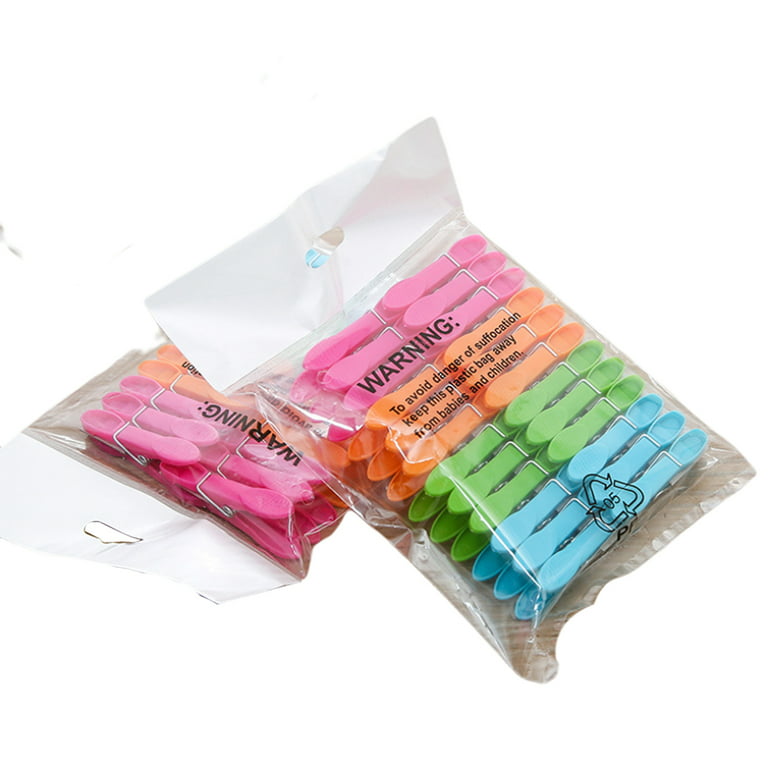 24 Pack Clothes Pins Clothes Peg Clip Pins with Plastic Rope for  Clothesline Multicolor Drying Clothing Clips Hooks Windproof Clothes Hanger  for