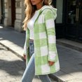 thumbnail image 6 of HappyYEE Women's Fleece Plaid Hooded Jacket, Fall Winter Zip Loose Coat, Fashion Comfy Long Sleeve Outerwear Tops with Pockets, 6 of 8