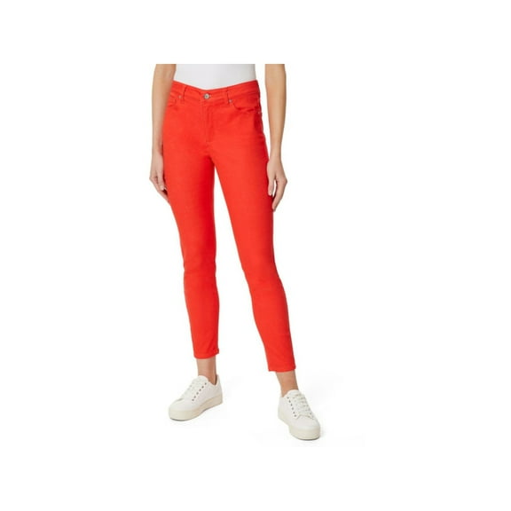 JONES NEW YORK Womens Red Zippered Pocketed Ankle Skinny Pants 10