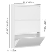 Marcree Shoe Cabinet with 3 Flip Drawers, Metal Entrance Shoe Cabinet Storage for Entryway, Modern Hidden Narrow Shoe Rack Organizer Cabinets Wall Mount for Living Room, Bedroom, Hallway, White