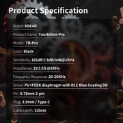 KBEAR TB-PRO in Ear Monitor Headphones, 10mm PU+PEEK+Dome DD High Resolution Ear Buds Wired, HiFi IEMs Noise Cancelling Headset with Detachable Cable In Ears for Musicians, Singers, Audio Engineer