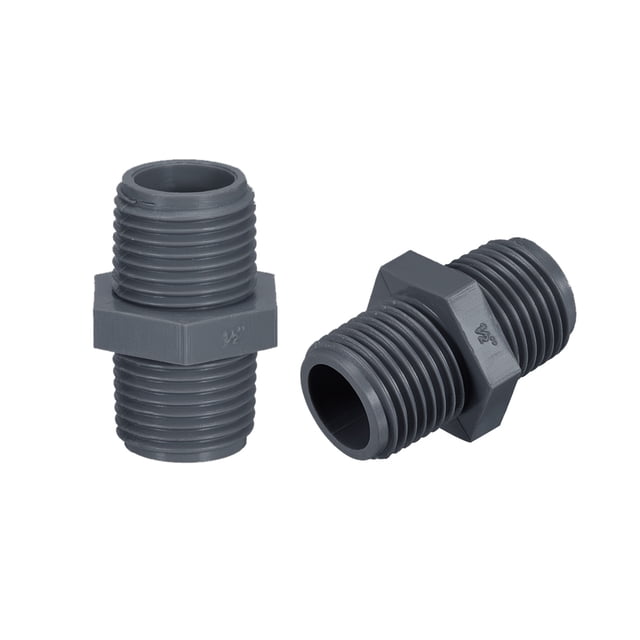 Conector de ajuste de tubo hexagonal de plástico G1/2 macho Uxcell negro 10 unidades