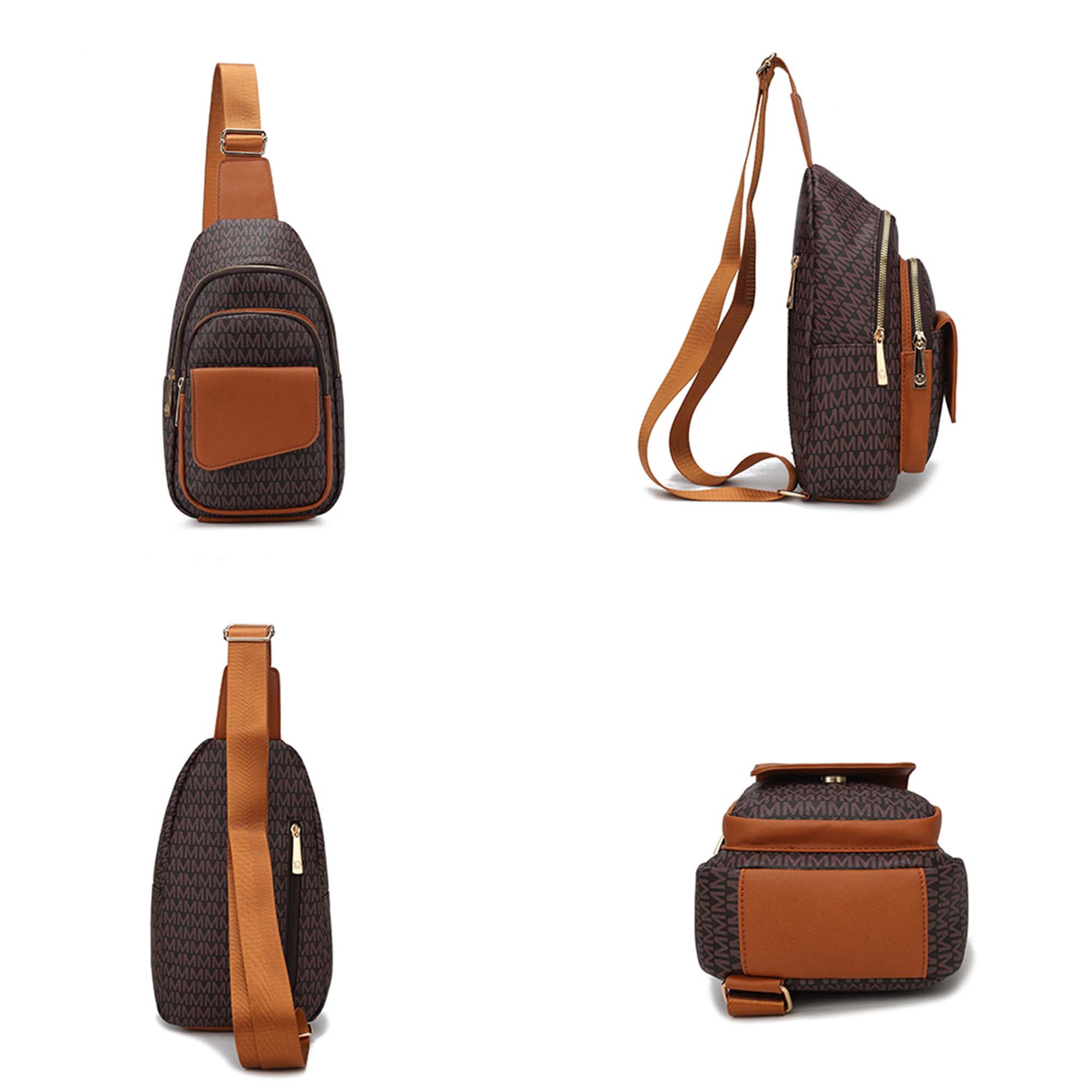 MKF Collection Kace Vegan Leather Women's Sling Bag, Stylish Fanny Purse Handbag by Mia K - Brown