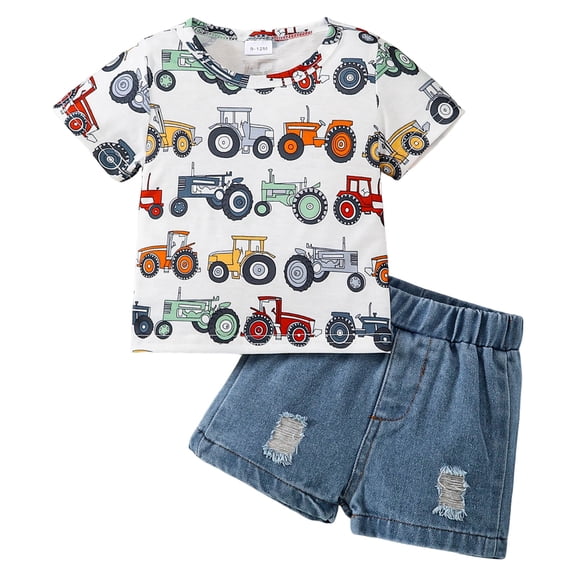Toddler Boy Summer Outfit for 12-18 Months Baby Boy Clothes Toddler Summer Dinosaur Outfit Short Sleeve T-Shirt Tee Tops Joggers Casual Elastic Shorts 2Pcs Set Short Sets,A76-Orange
