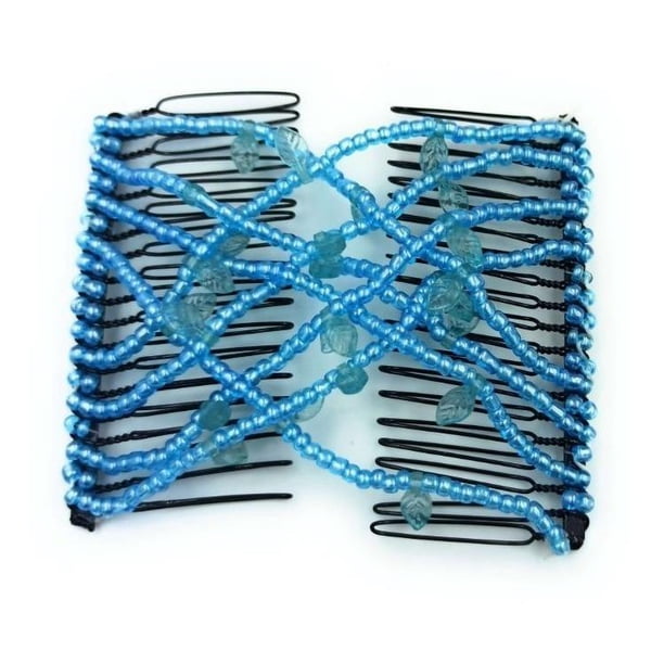 Peineta Doble Para Cabello Peineta Magica Doble Con Hojitas azul Genérico hojitas
