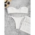 thumbnail image 3 of ZAFUL Women O Ring Bandeau Bikini Set, Strapless Swimsuit Tie Bikini High Cut 2 Pieces Bathing Suit White L, 3 of 5
