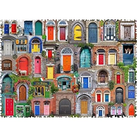 Wooden Jigsaw Puzzle for Adults - Doors of Ireland - 501 Pieces. Made in USA by Nautilus Puzzles