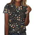 thumbnail image 2 of Fiudx Camisetas para Mujer Mujer Verano Ocio Moda Estampado de Flores Cuello Redondo Manga Corta Top/Camisa, 2 of 4