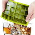 thumbnail image 2 of Ice Cube Tray, Silicone Square Ice Trays Easy Release Stackable Ice Cube Mold with Removable Lid, 24 Cavity (2 Pack, Green), 2 of 6