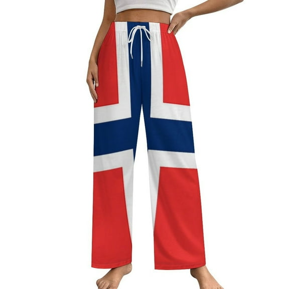 Norwegian Flag Pajama Pants Comfortable Elastic Waist Pajamas Fashion Sleepwear Bottoms Plus Size Homewear
